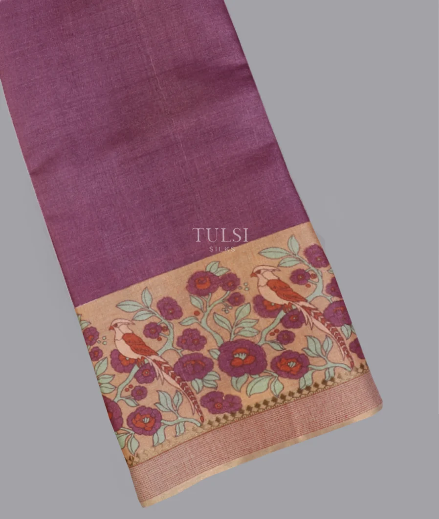 Purple Tussar Printed Saree T605881-image