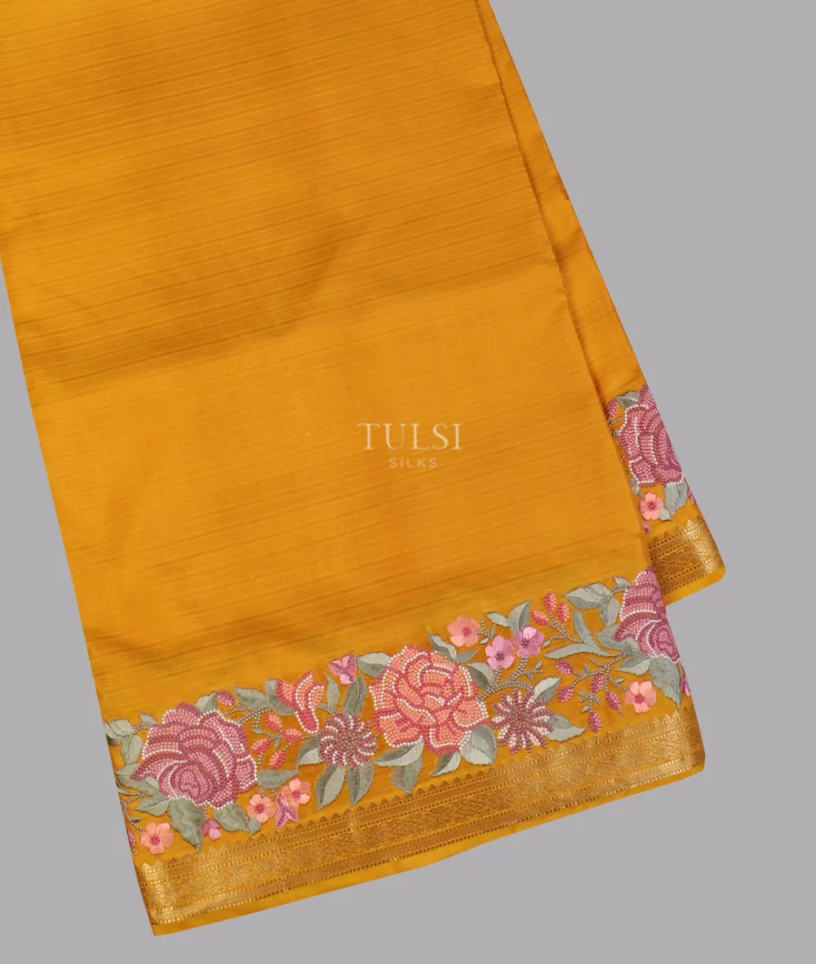 Yellow Soft Silk Embroidery Saree T611577-image