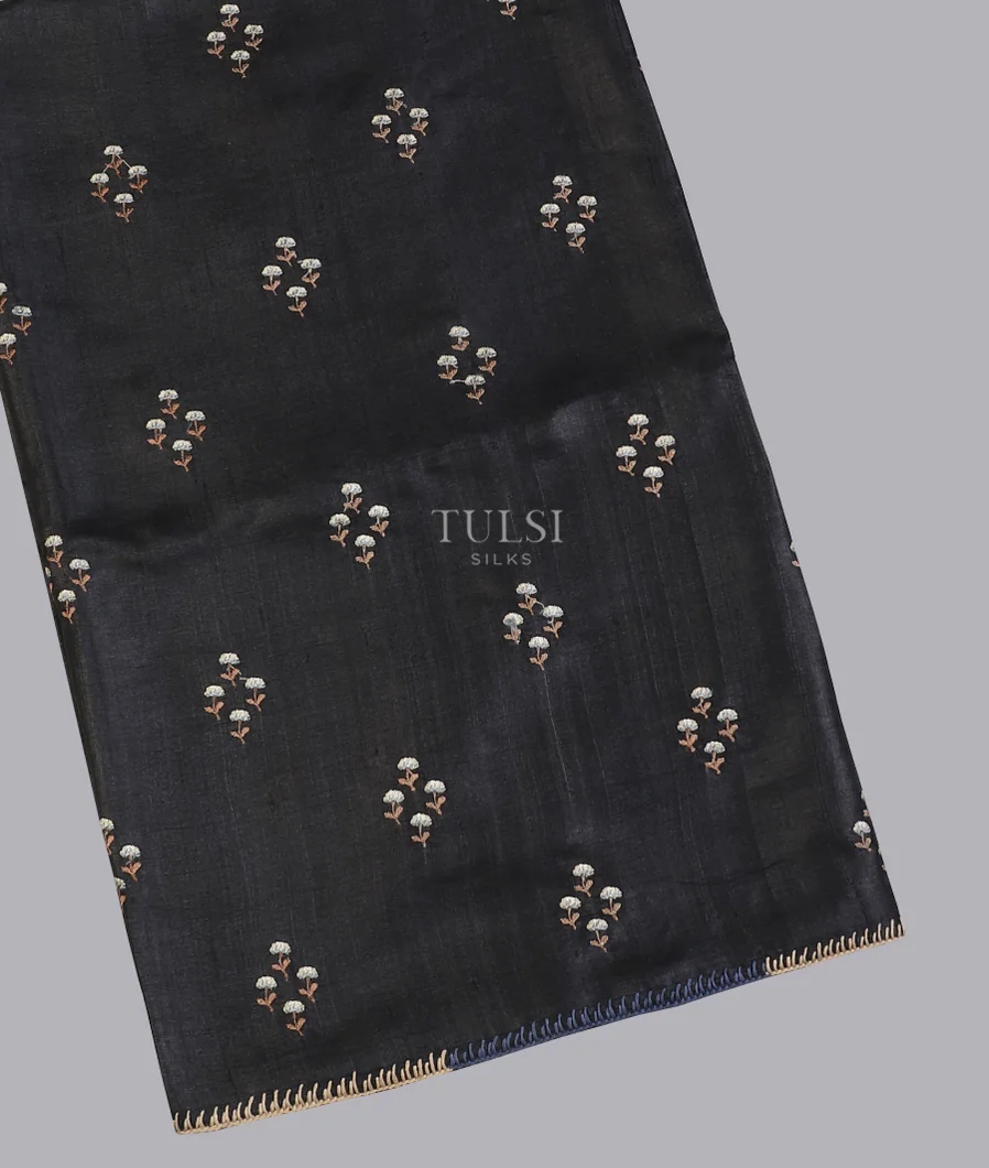 Black Tussar Embroidery Saree T606301-image