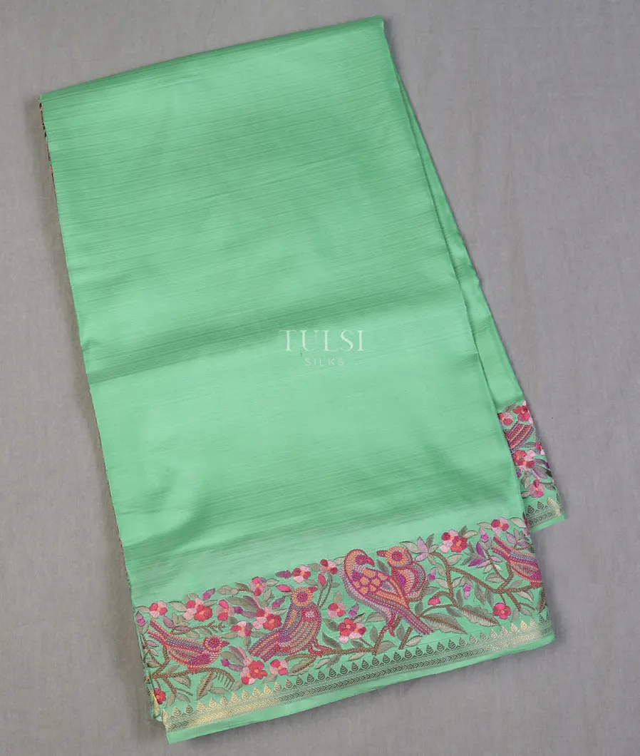 Light Greenish Blue Soft Silk Embroidery Saree T611594-image