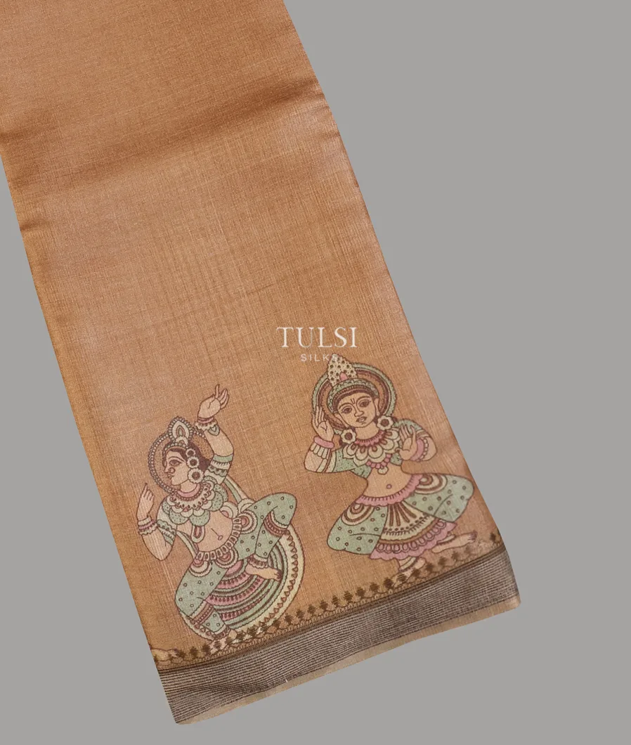 Light Brown Tussar Printed Saree T605873-image