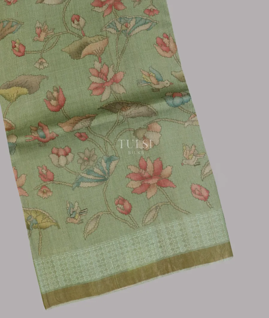 Green Tussar Printed Saree T609890-image