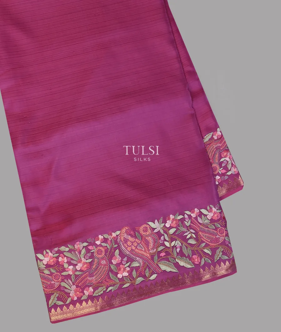 Purple Soft Silk Embroidery Saree T611593-image