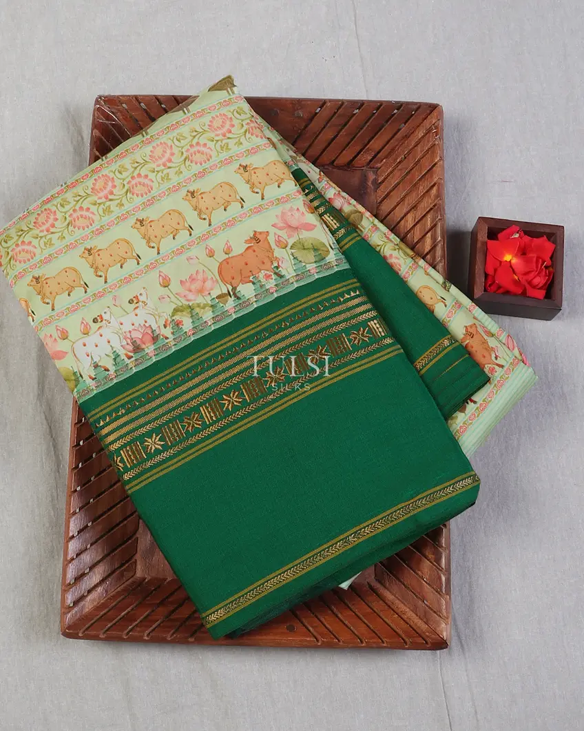 Green Printed Soft Silk Saree T611840-image