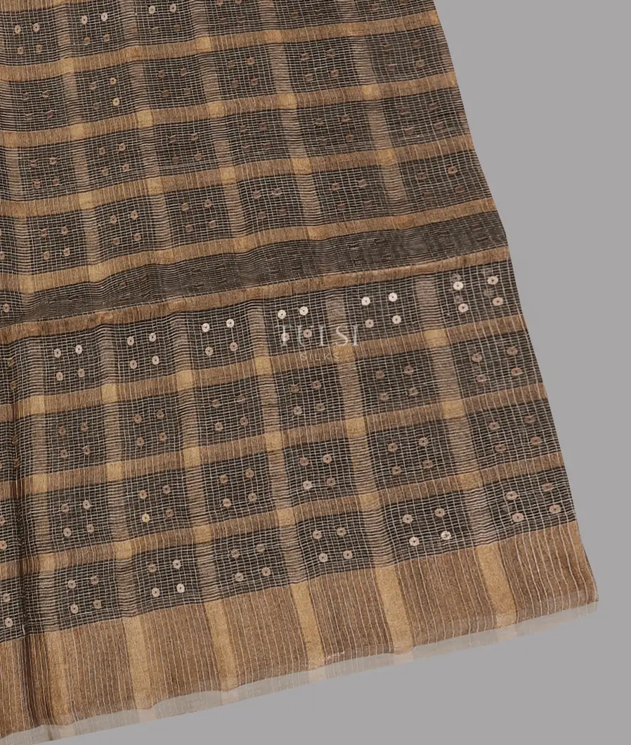 Dark Grey Handwoven Tussar Saree T608890-image