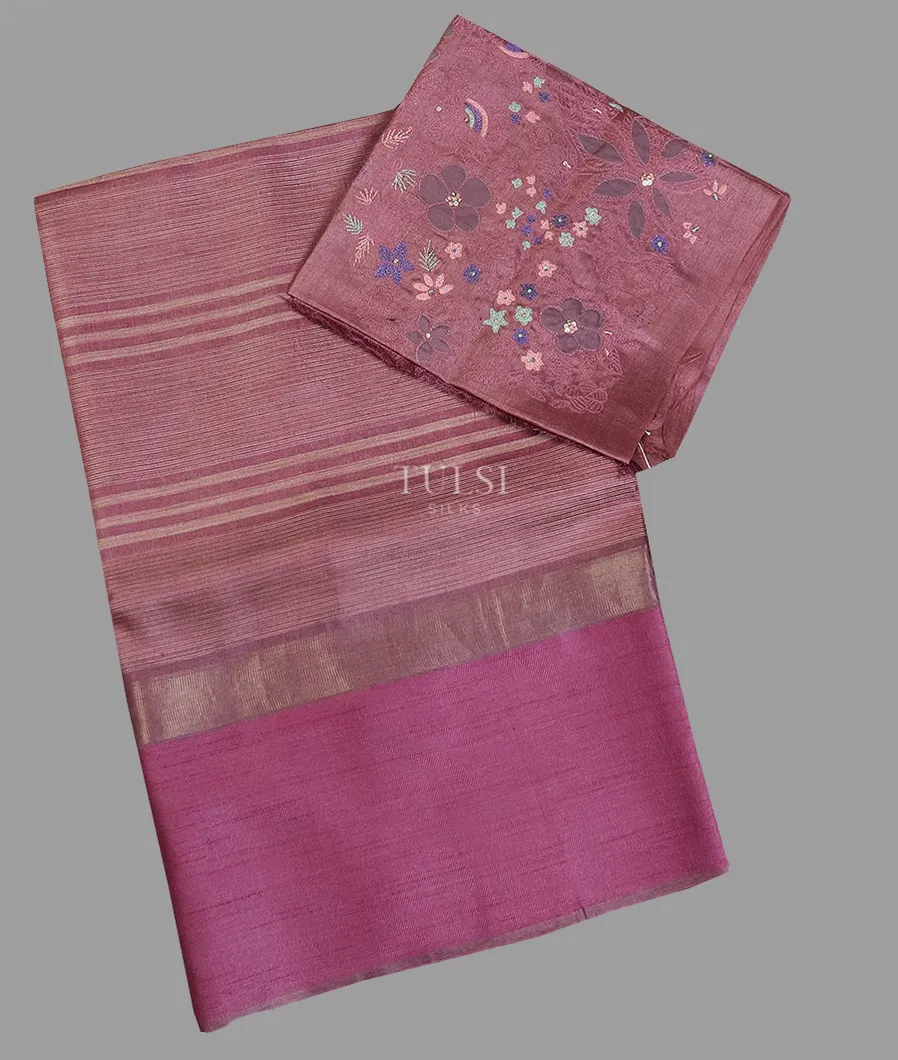 Mauve Pink Handwoven Tussar Saree T594032-image