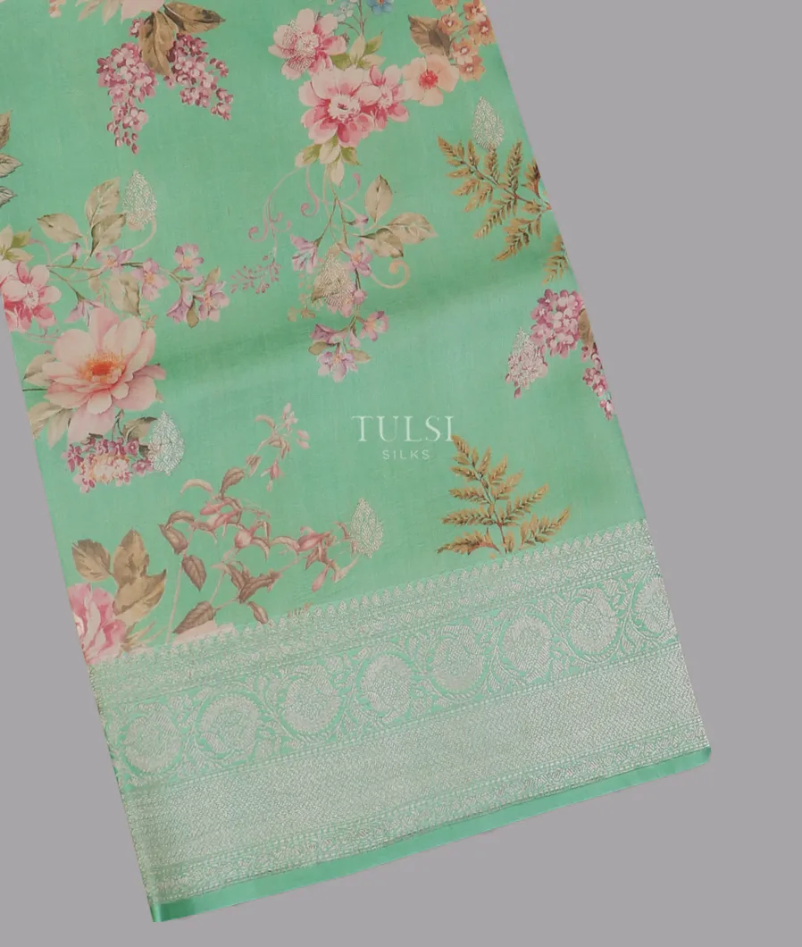 Mint Green Banaras Kathan Silk Saree T597216-image