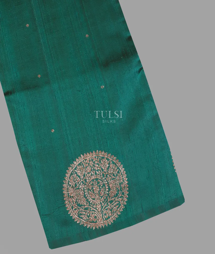 Teal Blue Banaras Tussar Saree T610136-image