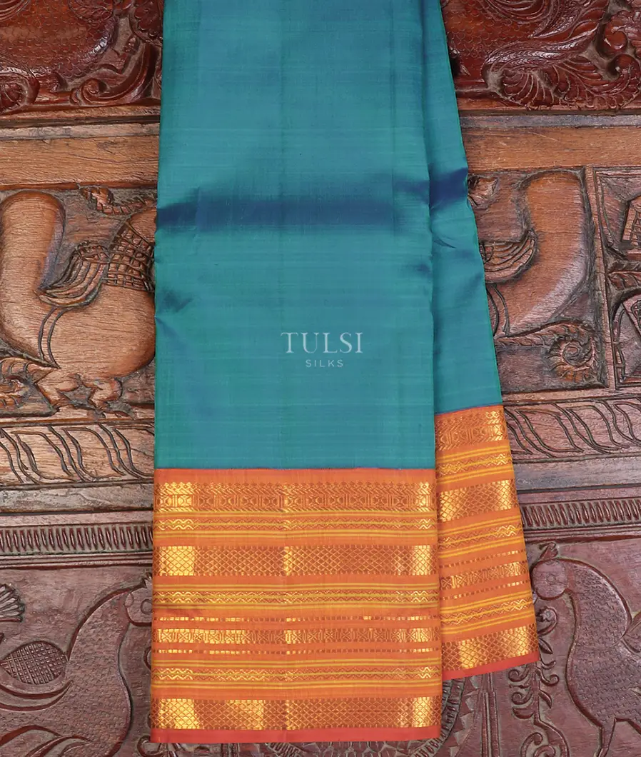 Peacock Blue Kanjivaram Silk Saree T610686-image