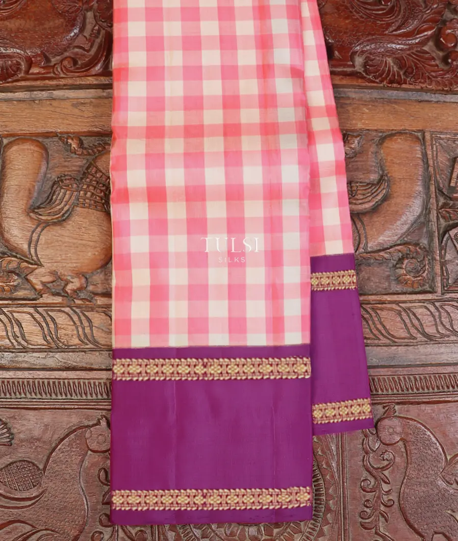 Pink And Off - White Kanjivaram Silk Saree T612031-image