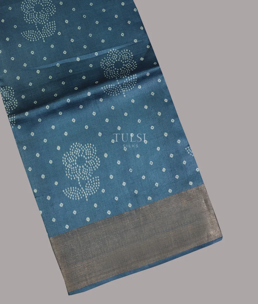 Blue Tussar Printed Saree T602751-image