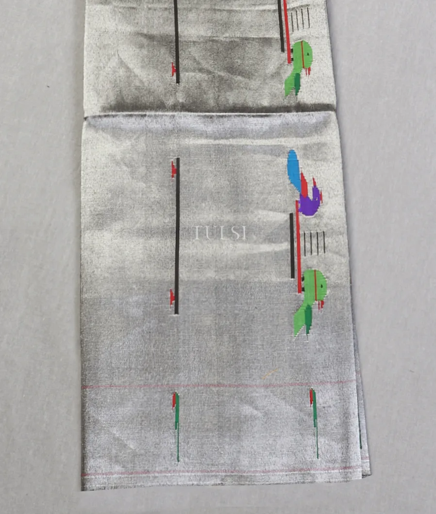 Silver And Black Paithani Silk Blouse T612000-image