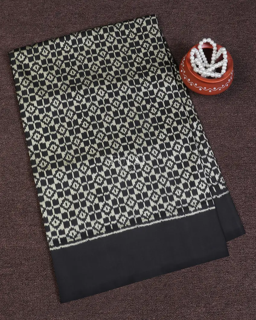 Black Ikat Silk Saree T561124-image