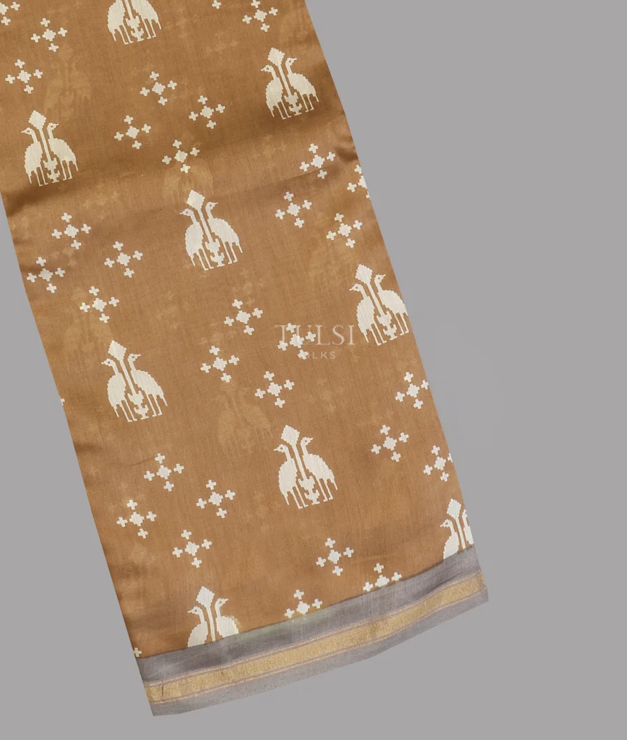 Light Brown Soft Printed Cotton Saree T609791-image