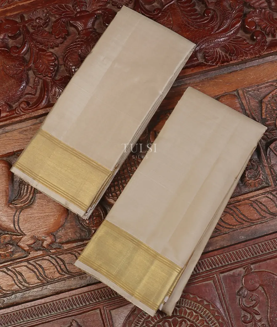 Grey Handwoven Kanjivaram Silk Dhoti and VastharamT604990-image