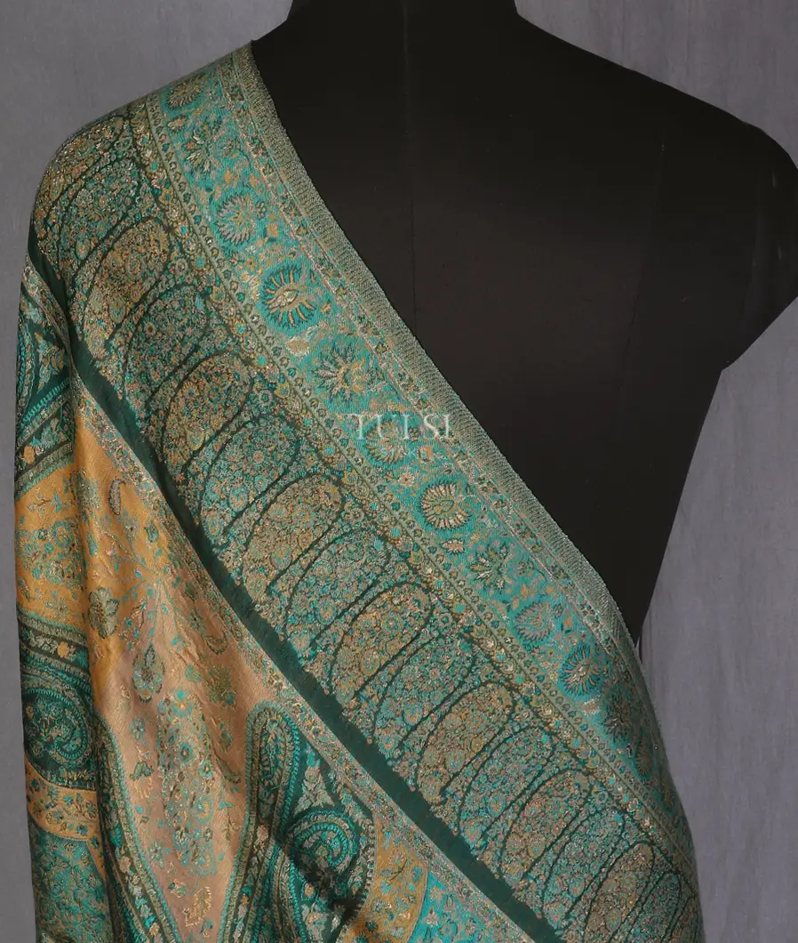 Green Kashmir Kani Silk Dupatta T581234-1-image