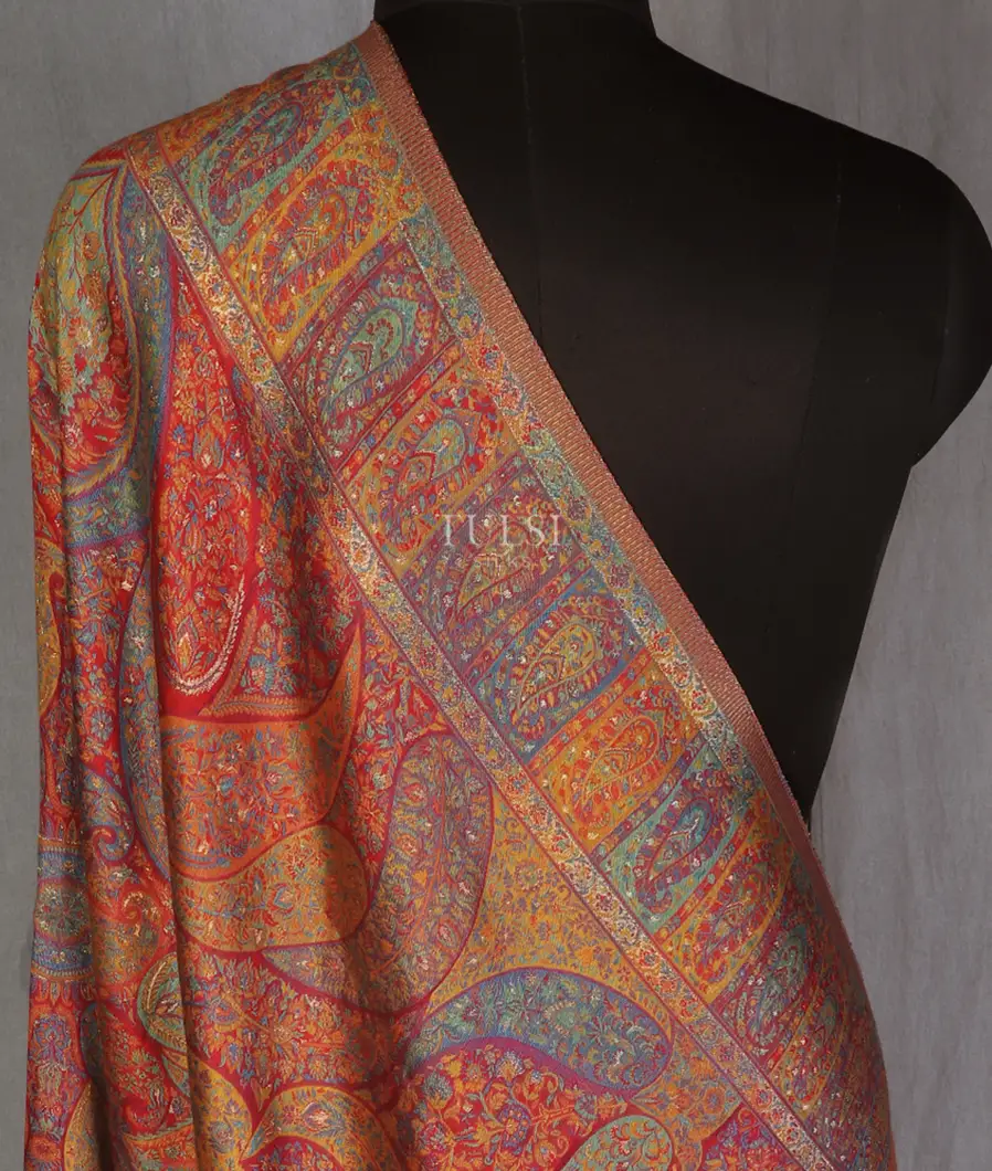 Multicolour Kashmir Kani Silk Dupatta T581226-image