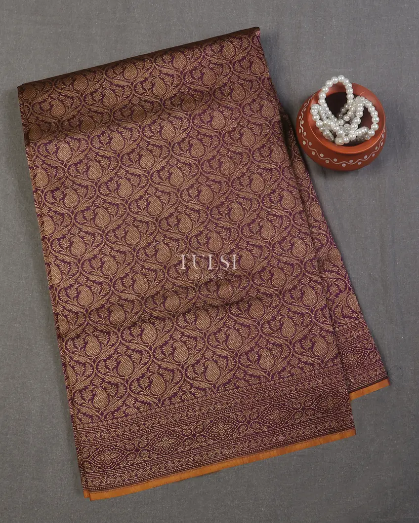 Purple Banaras Silk Saree T569959-image