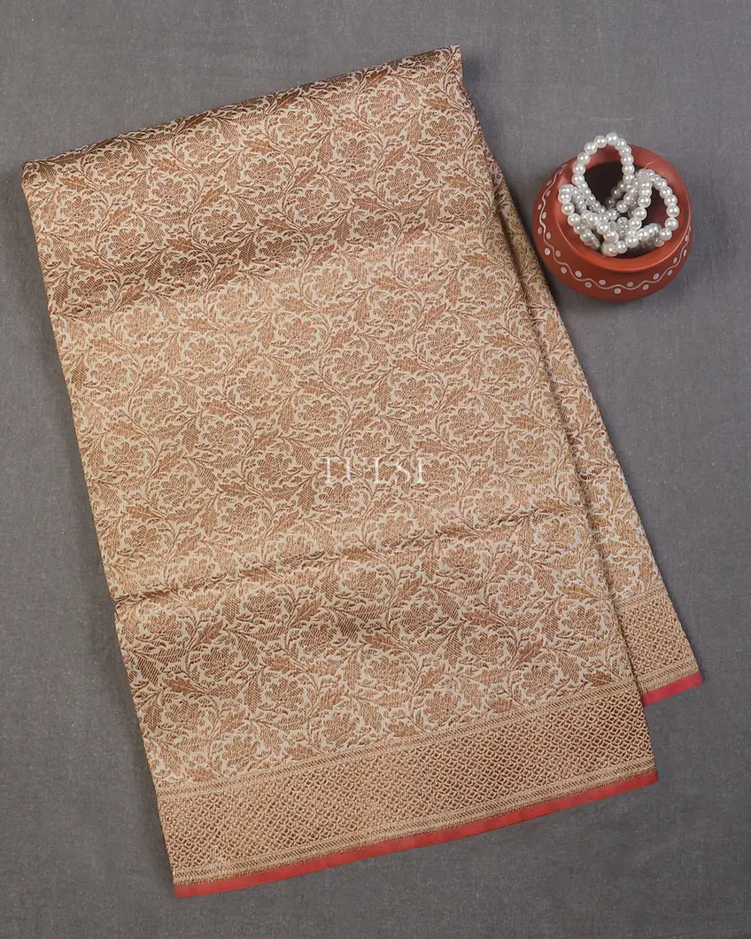 Beige Banaras Silk Saree T551274-image