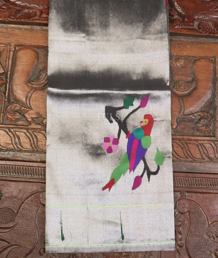 Silver And Black Paithani Silk Blouse T611993-image