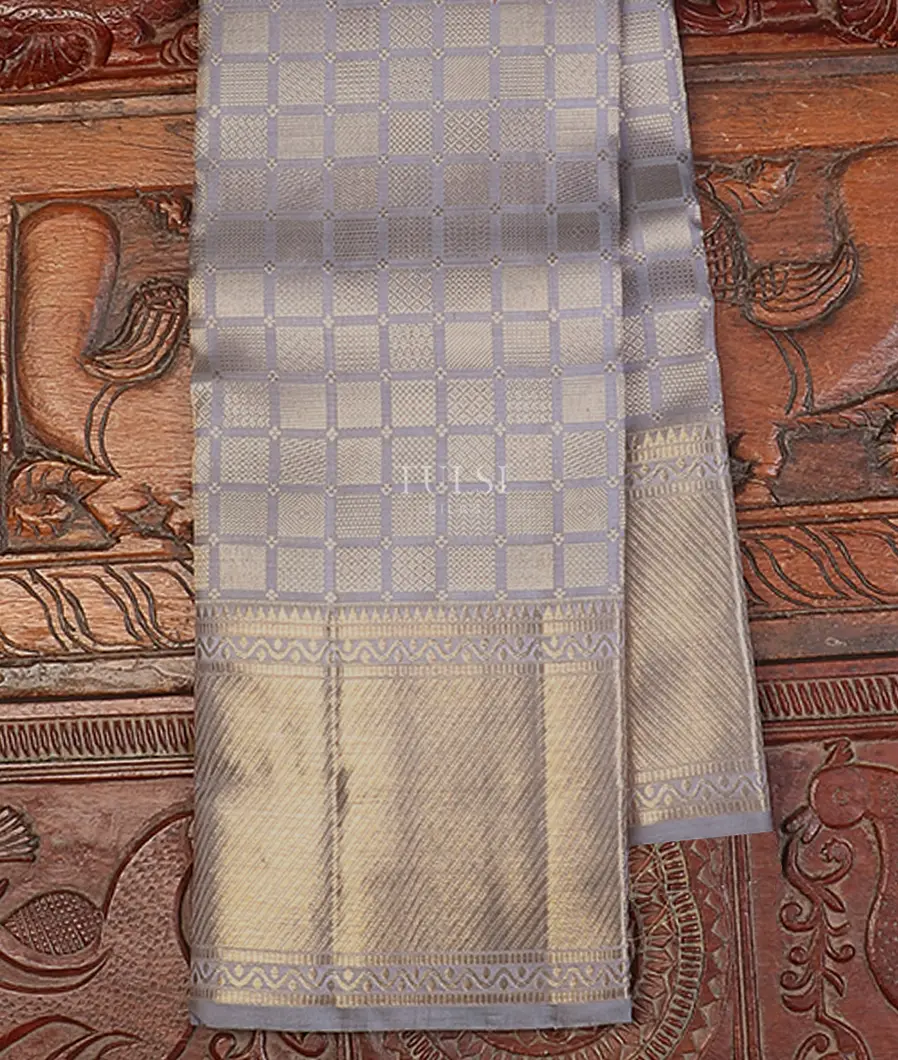 Bluish Grey Kanjivaram Silk Saree T607035-image