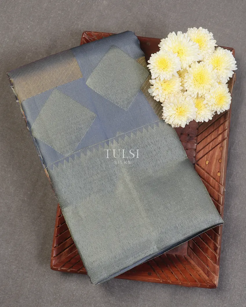 Bluish Grey Kanjivaram Silk Saree T613906-image