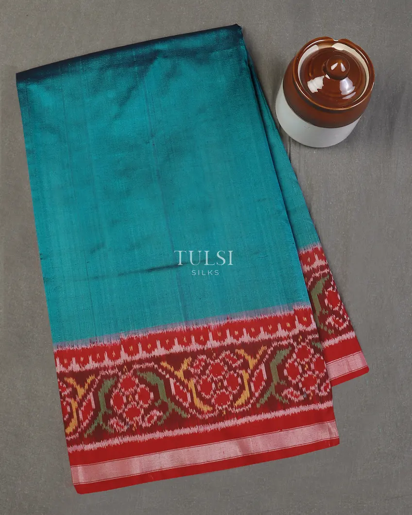Peacock Blue Patola Silk Saree T571544-image