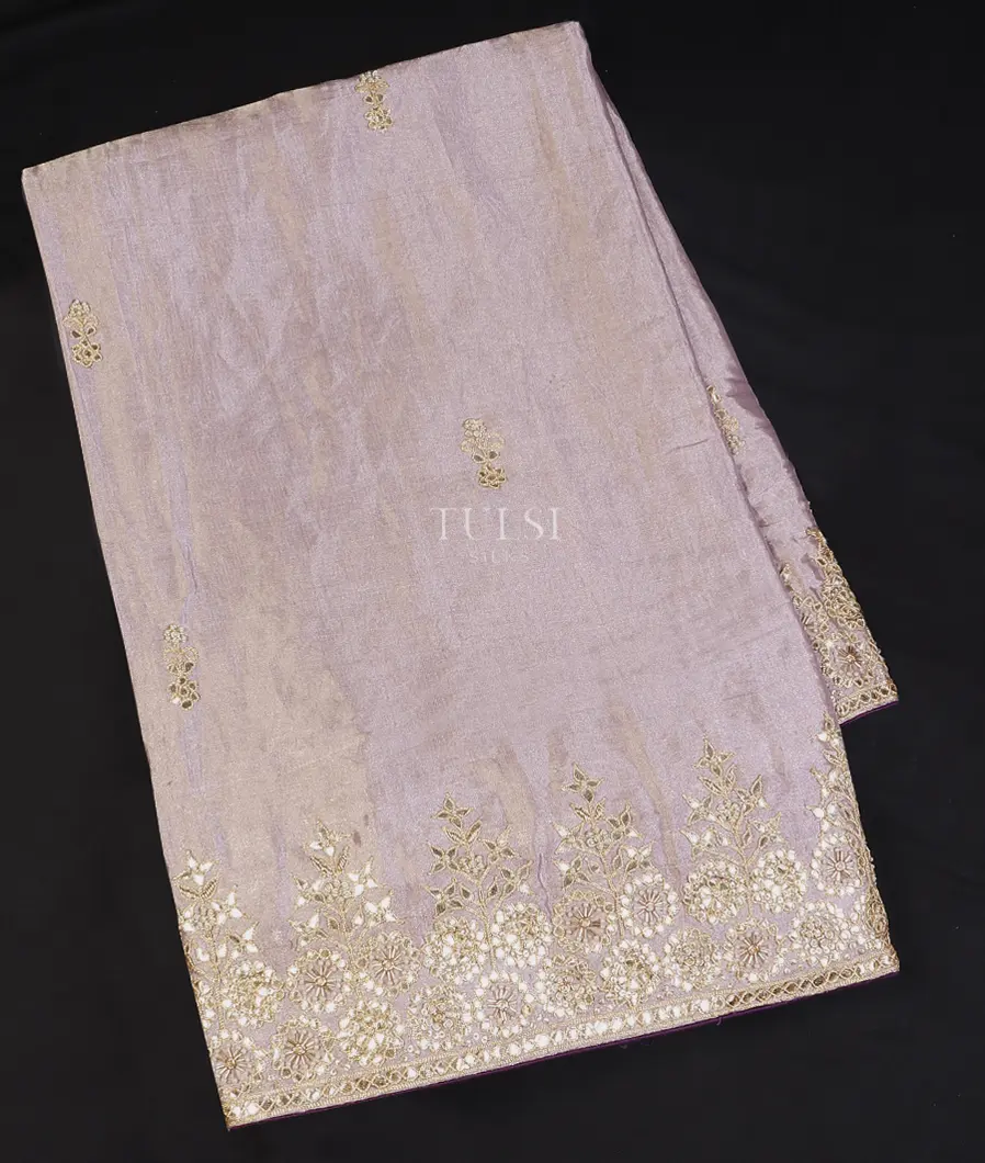 Lavender Kora Tissue Organza Embroidery Saree T569345-image