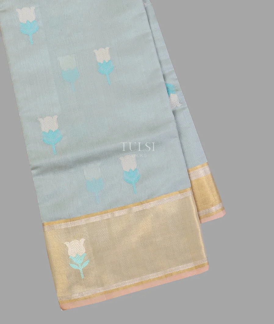 Light Grey Chanderi Silk Saree T570502-image