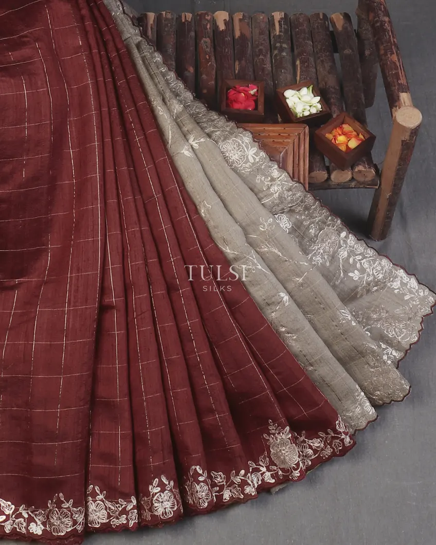 maroon-tussar-embroidery-saree-t613951-t613951-b