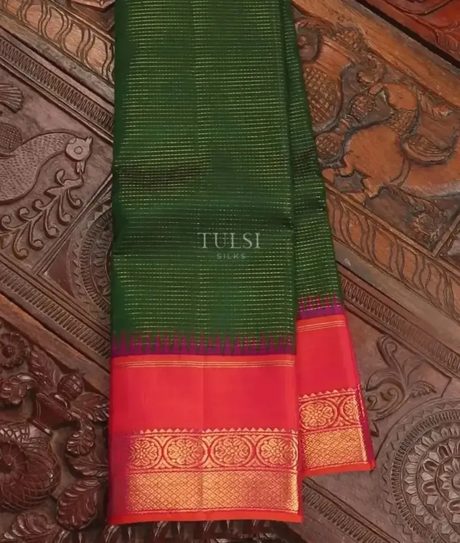Bottle Green Kanjivaram Silk Saree T616026-image