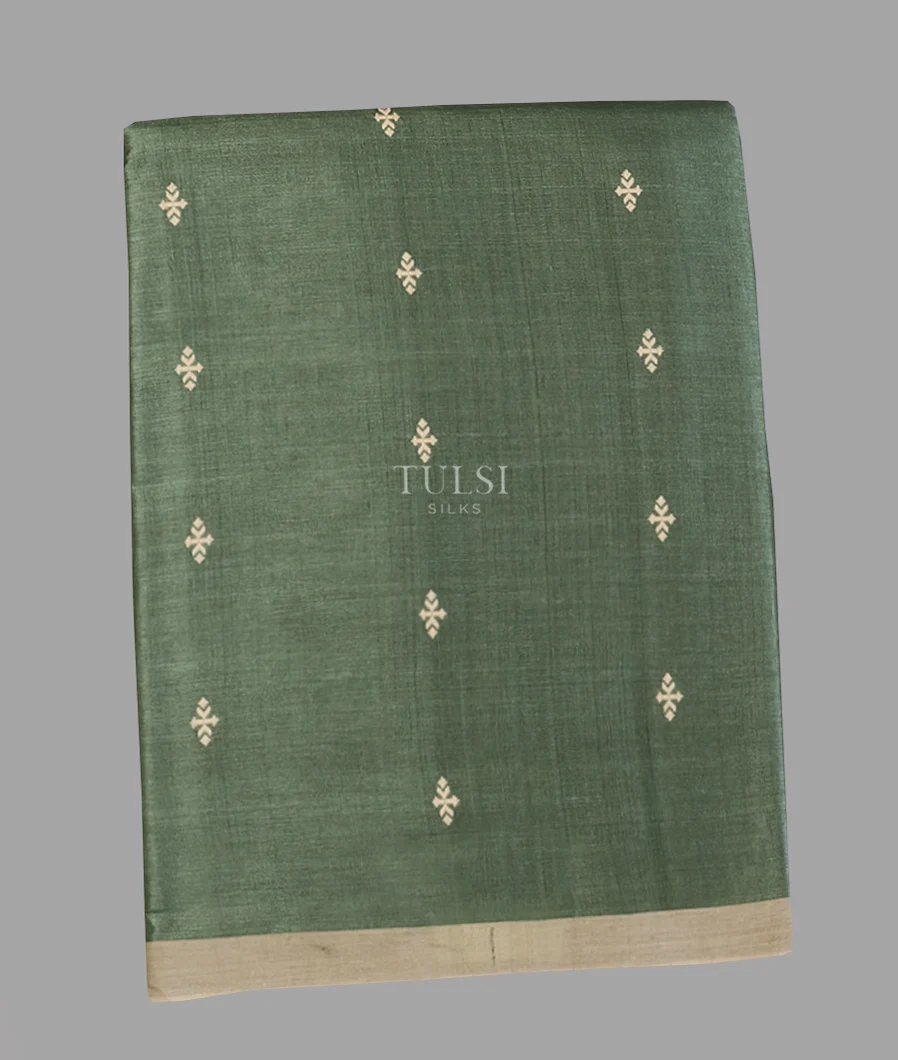 Greyish Green Woven Tussar Saree T606615-image