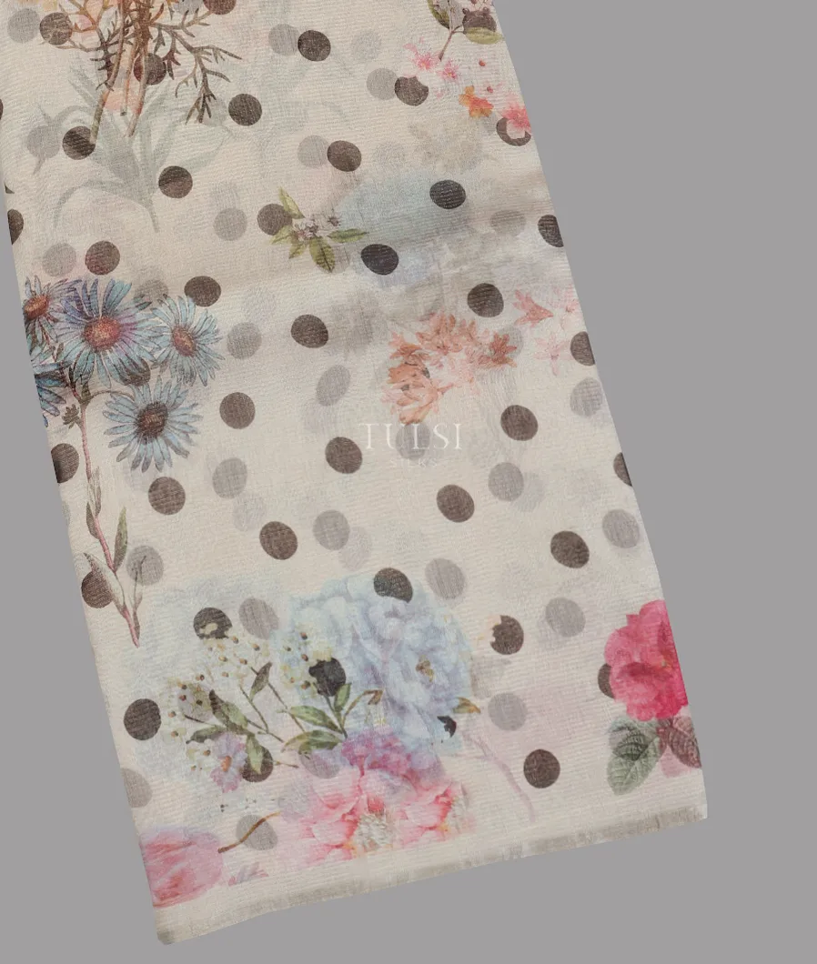 Off - White Tissue Organza Printed Saree T614976-image