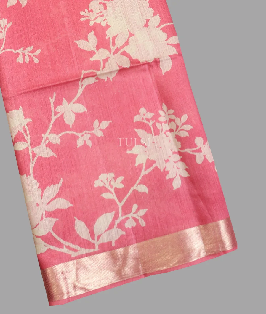 Pink Soft Tussar Printed Saree T615304-image