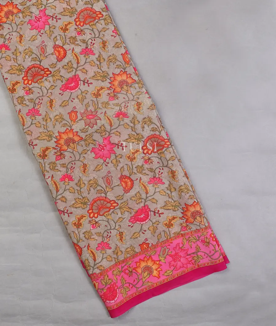 Grey Crepe Silk Saree T577624-image