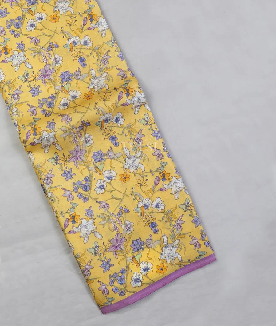 Yellow Tussar Printed Saree T607941-image