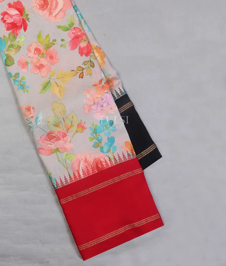 Grey Printed Soft Silk Saree T535192-image