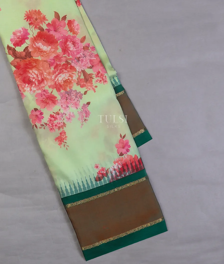 Green Printed Soft Silk Saree T600921-image