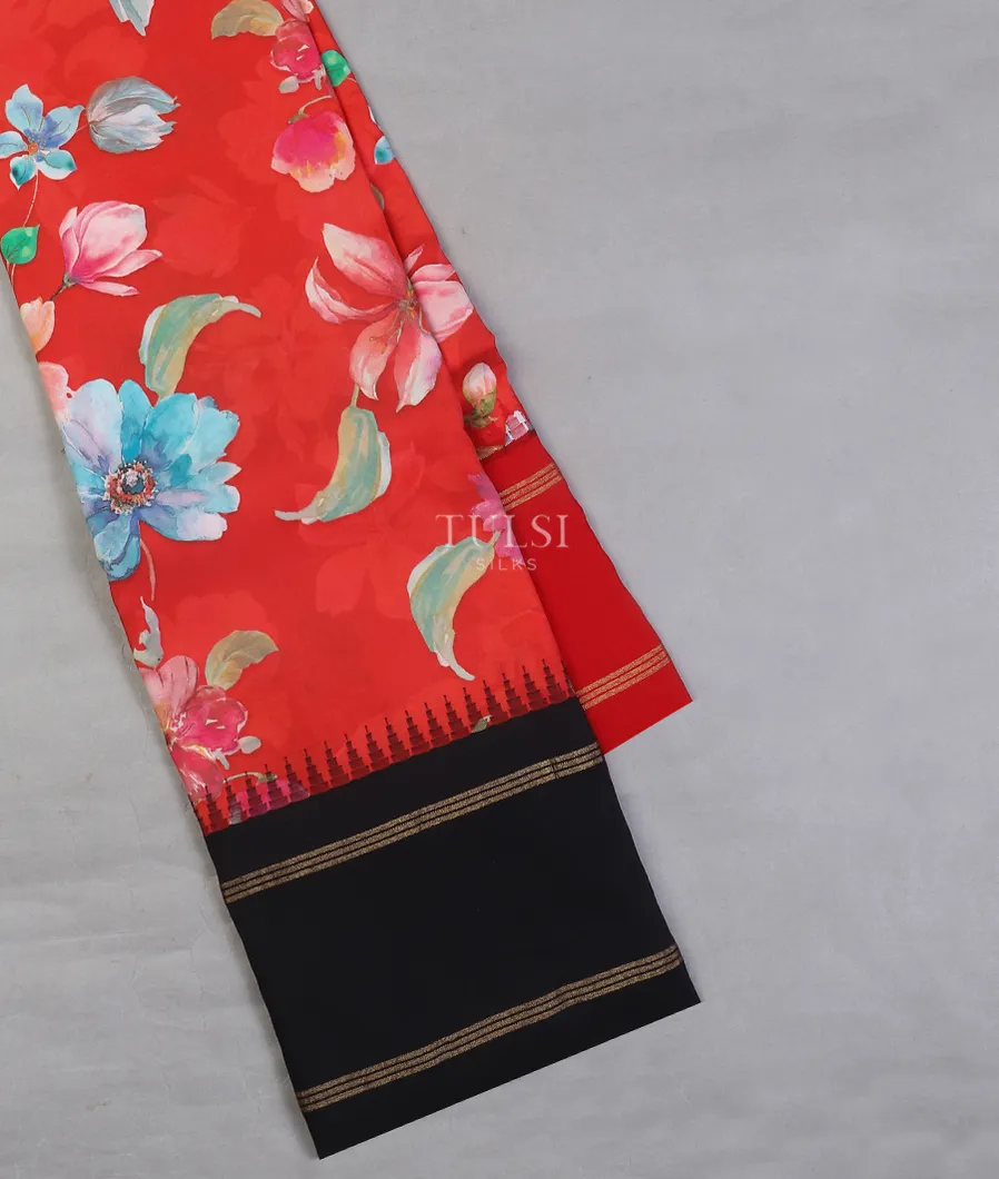 Red Printed Soft Silk Saree T535191-1-image