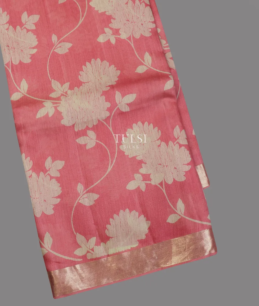 Pink Soft Tussar Printed Saree T607862-image