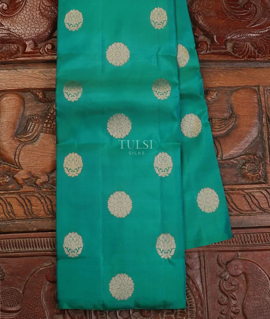Bluish Green Kanjivaram Silk Saree T615037-image