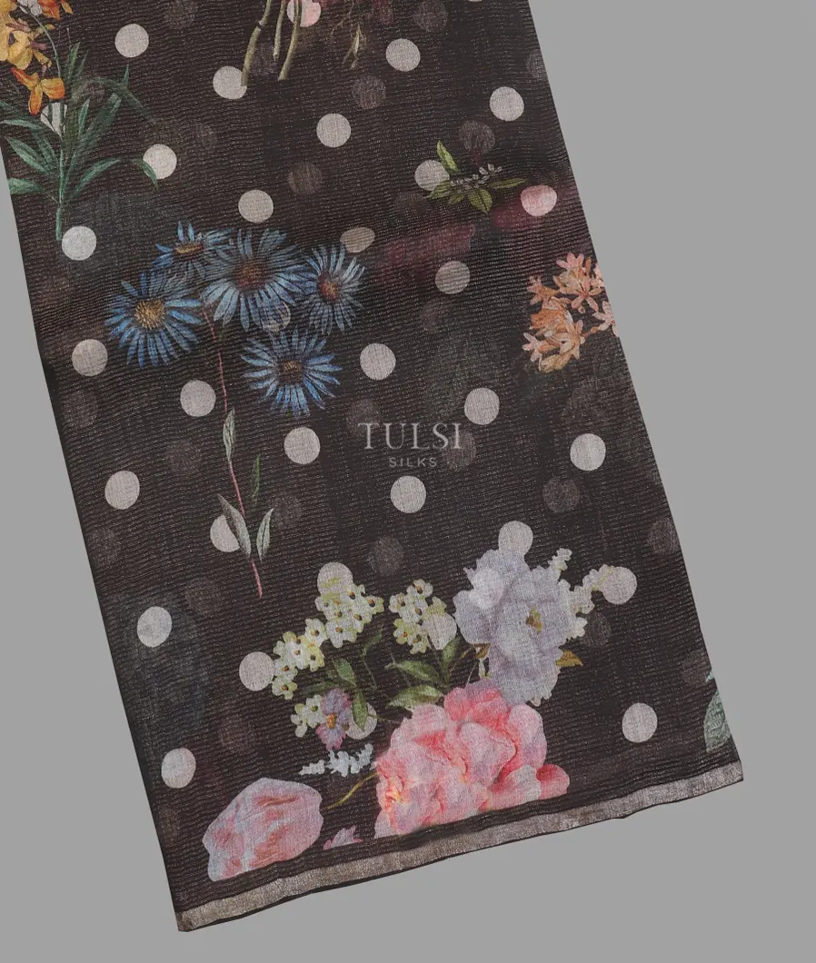 Black Tissue Organza Printed Saree T614990-image