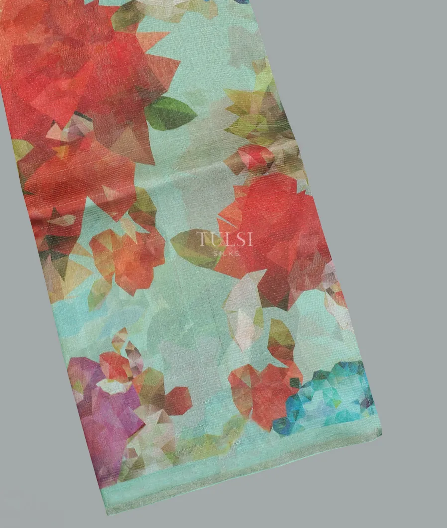 Blue Tissue Organza Printed Saree T614974-image