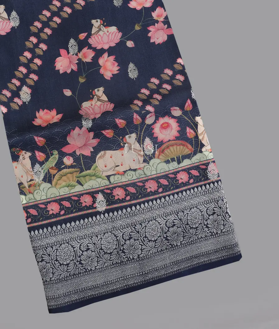Midnight Blue Banaras Kathan Silk Saree T593629-image