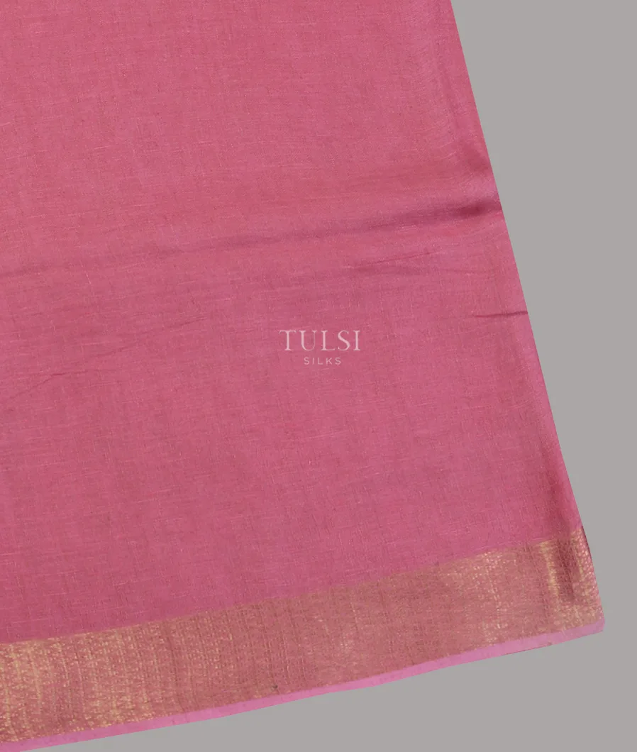 Pink Handwoven Linen Saree T585025-image