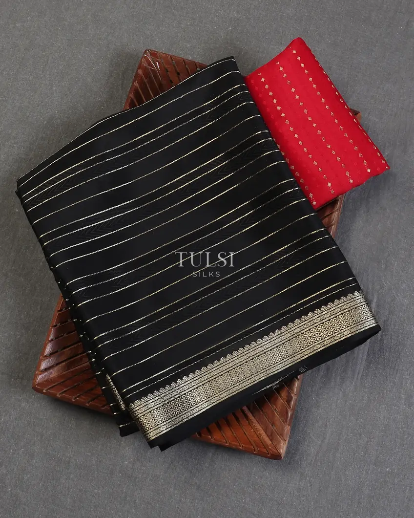 Black Mysore Crepe Silk Saree T616102-image