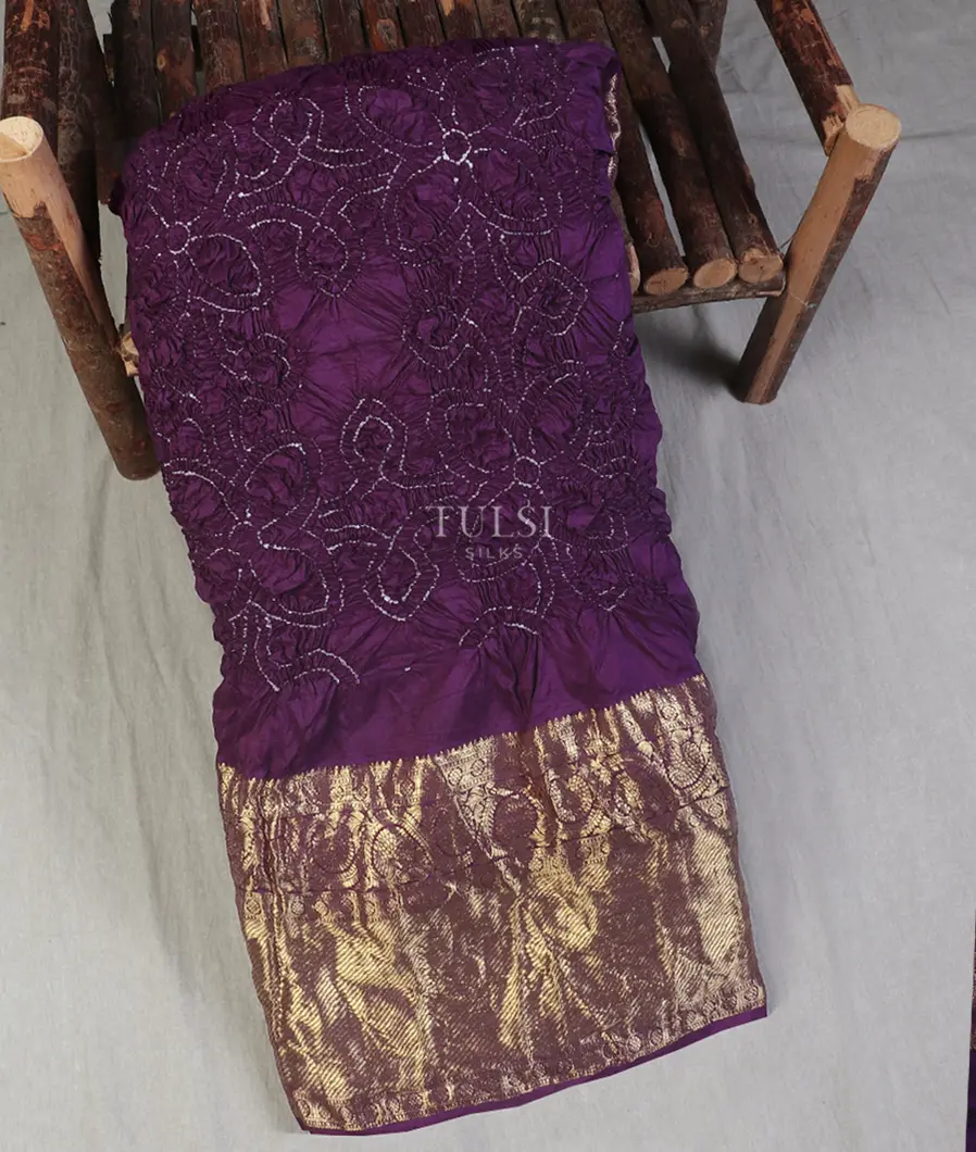 Purple Bandhani Kanjivaram Silk Saree T616542-image