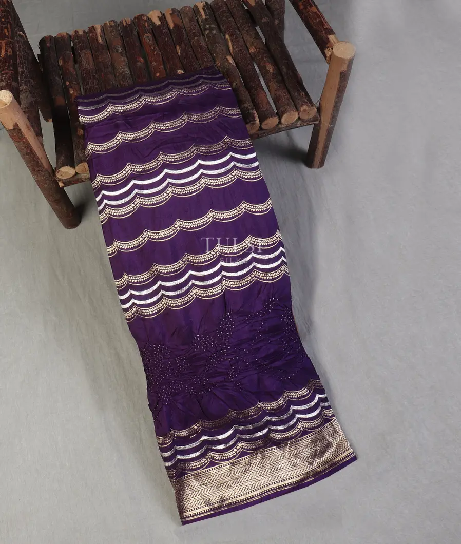Purple Bandhani Banaras Silk Saree T616664-image