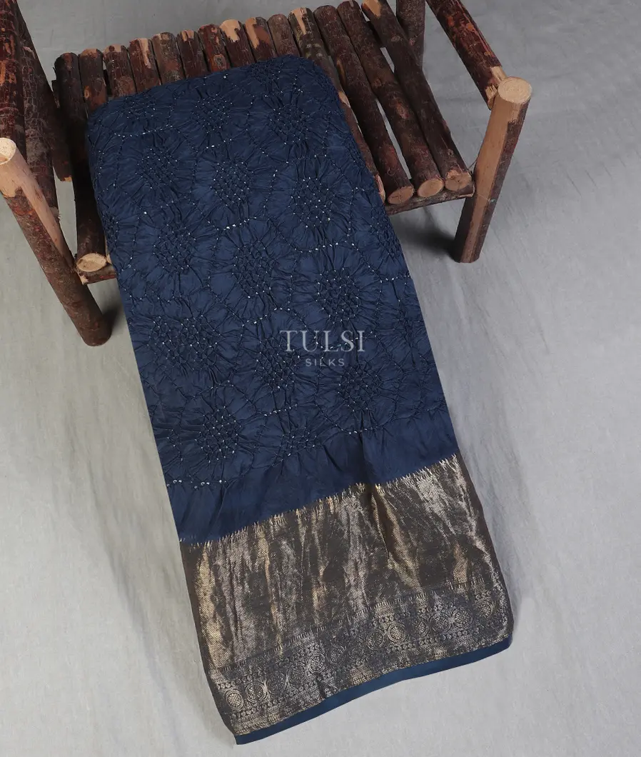 Blue Bandhani Kanjivaram Silk Saree T616541-image