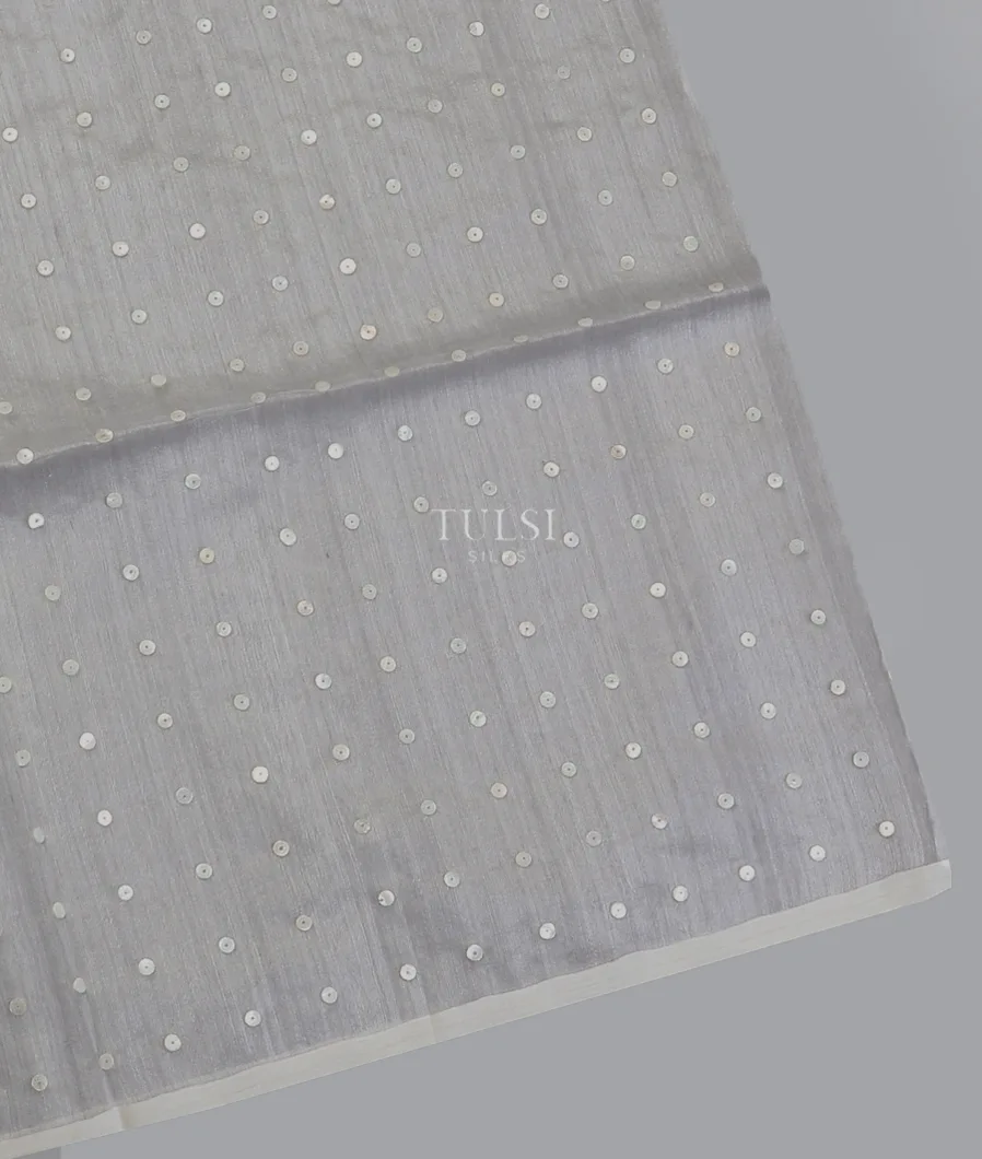 Grey Handwoven Tussar Saree T608886-image